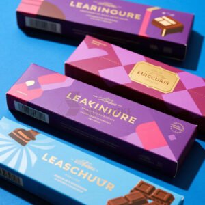 Caja personalizada de cartón blanco apto para alimentos, con impresión, para barras de chocolate, caramelos y regalos.