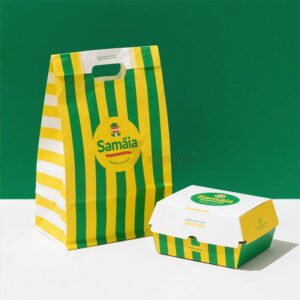Caja desechable de papel para patatas fritas, con embalaje alimentario personalizado para alitas de pollo y hamburguesas — caja para comida rápida para llevar.