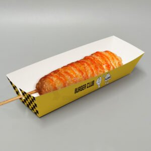 Caja de embalaje para comida al por mayor, personalizada con logo, para corn dogs coreanos de 1, 2, 4 o 6 piezas